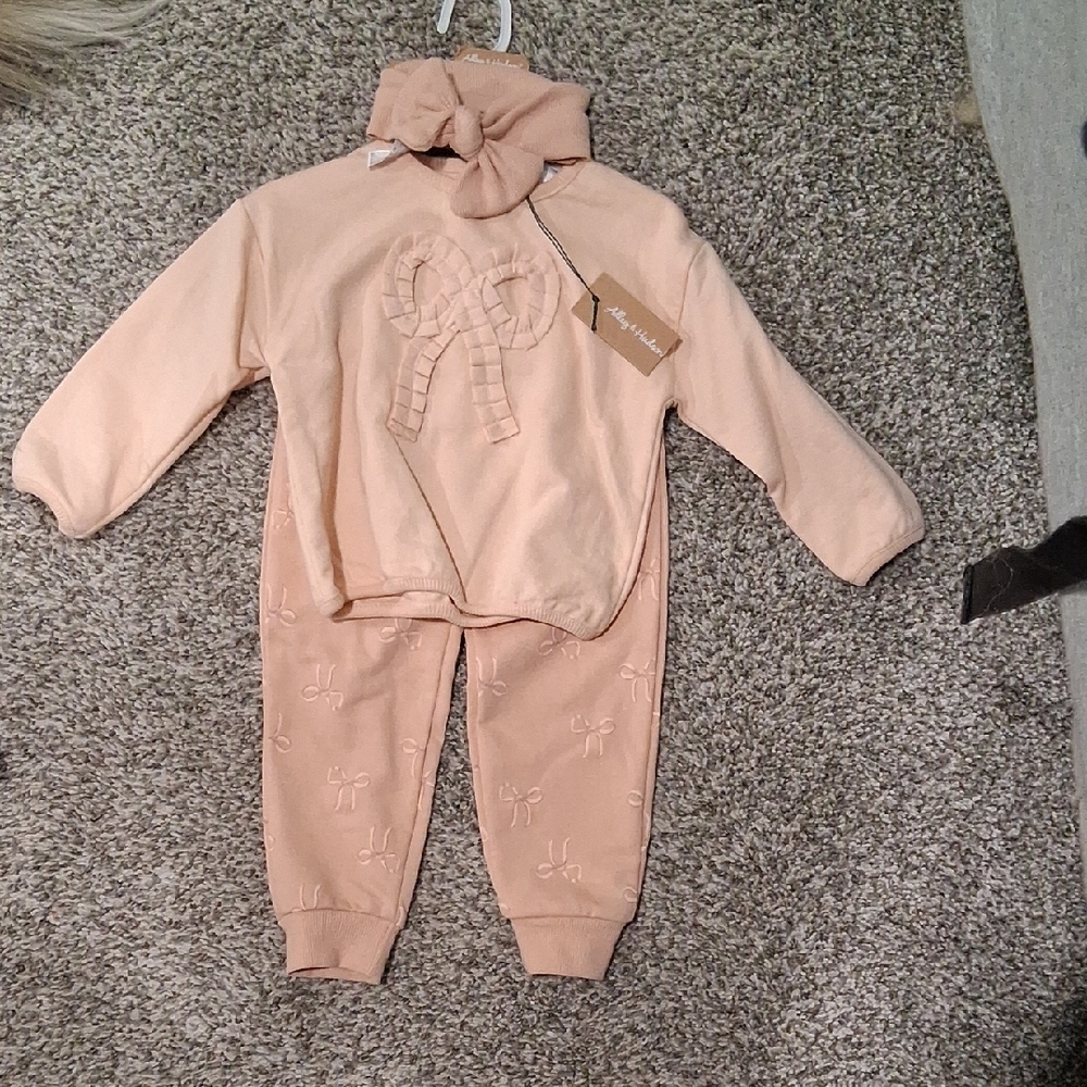 Peach Bow Two-Piece Kids Lounge Set